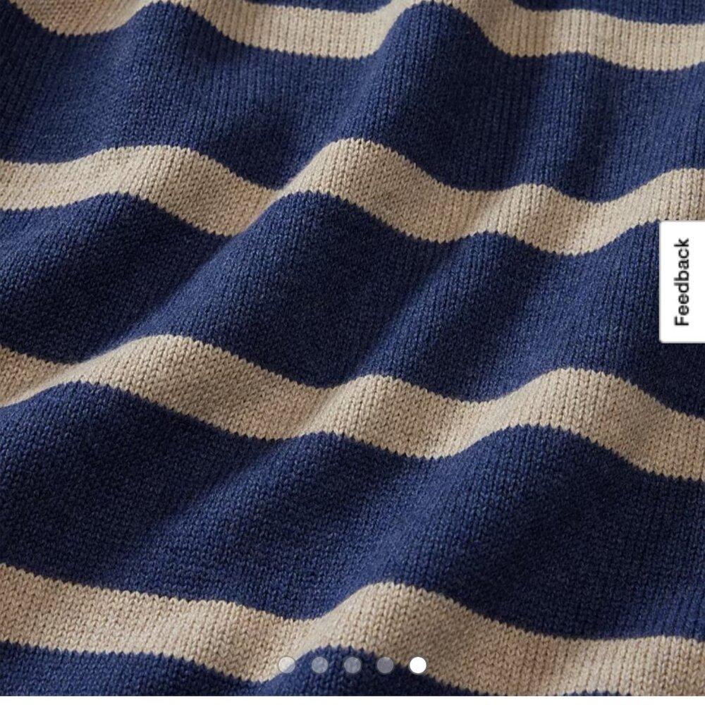 Eddie Bauer Signature Roll Neck Stripe Sweater Cotton in Navy Heather size Large - Picture 3 of 8
